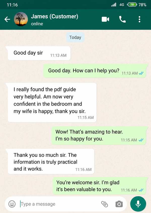 WhatsApp message from James