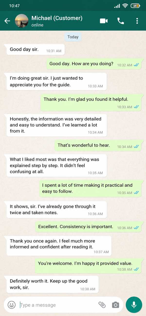 WhatsApp message from Michael